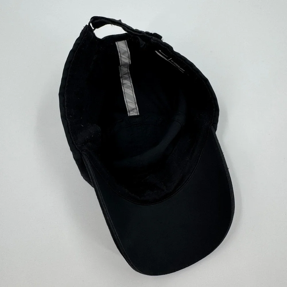 Nike Featherlight 7 Panel Dri-FIT Black Running Hat Cap‎ Performance Swoosh Logo